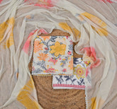 Georgette Yellow Beige Unstitched Suit